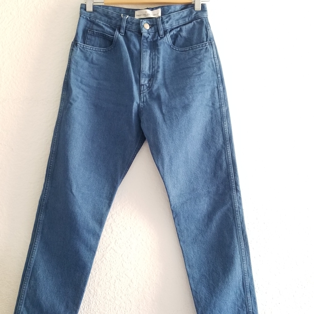 Golden Goose Thelma High Rise Straight Leg Boot Srtap Jeans Size 27 Blue - Picture 12 of 13